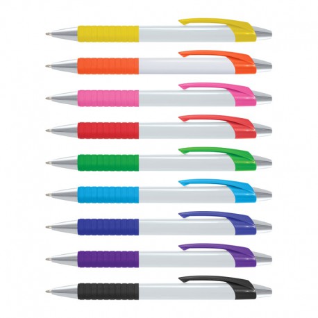 Cleo White Barrel Plastic Pen