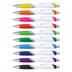 Plastic Promotional Pens - Borg Pen - White Barrel