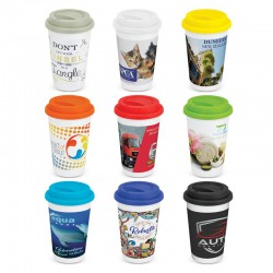 Reusable Coffee Cups - Aztec Double Wall Coffee Cup - Full Colour