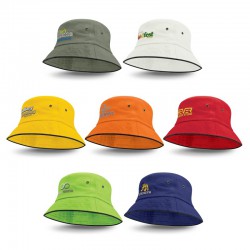 Wide Brim Hats - Bondi Bucket Hat - Black Sandwich Trim