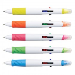 Plastic Promotional Pens - Tetra Highlighter Plastic Pen