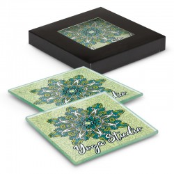 Coasters - Venice Glass Coaster Set of 2 Square - Full Colour
