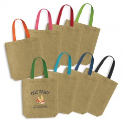 Calico & Jute Bags - Thera Jute Tote Bag - Coloured Handles