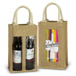 Wine Holders & Carriers - Serena Jute Double Wine Carrier