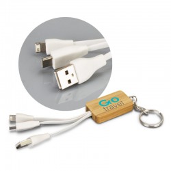Shopping Tote Bags - Bamboo Charging Cable Key Ring - Rectangle