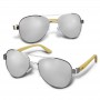 Sunglasses - Aviator Mirror Lens Sunglasses - Bamboo