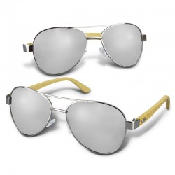 Sunglasses - Aviator Mirror Lens Sunglasses - Bamboo