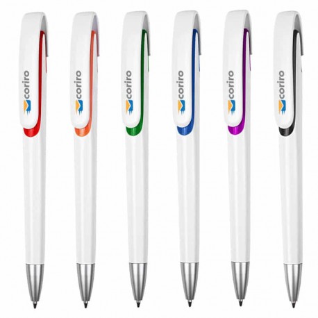 Plastic Promotional Pens - Tahlia White Plastic Pen