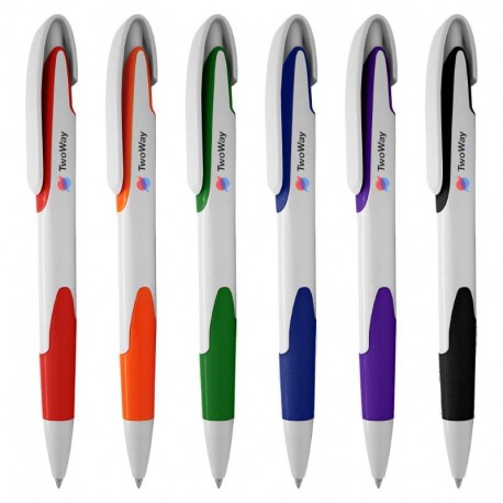 Plastic Promotional Pens - Keely White Plastic Pen