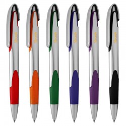 Plastic Promotional Pens - Keely Silver Plastic Pen