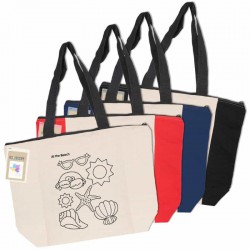 Cotton & Calico Tote Bags - Colouring Calico Zip Shopper