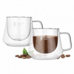 Reusable Coffee Cups - Glass - Diamond Glass Coffee Cup 230ml