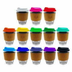 Reusable Coffee Cups - Glass - Carlo Glass Coffee Cup - Cork Band 340ml