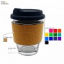 Reusable Coffee Cups - Glass - Carlo Glass Coffee Cup - Cork Band 340ml