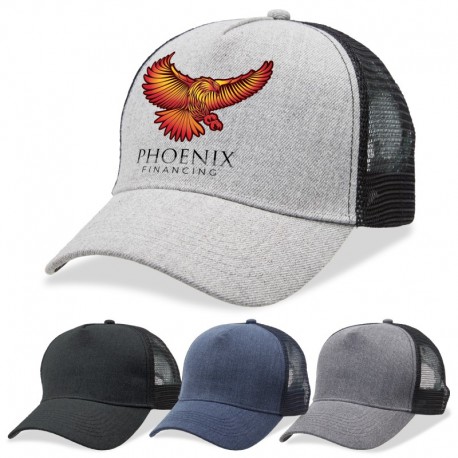 Caps - Heathered Mesh Trucker Cap