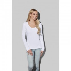 Ladies Promotional T Shirts - Stedman Womens Claire V-neck Long Sleeve T-Shirt