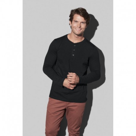 Men's Promotional T Shirts - Stedman Mens Shawn Henley Long Sleeve T-Shirt