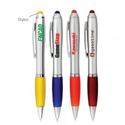 Plastic Promotional Pens - Silver Grenada Stylus Plastic Pen