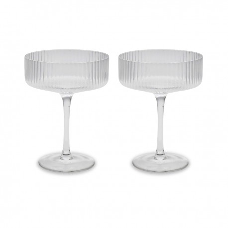 Printed Glasses - Hazel Ribbed Coupe Glasses