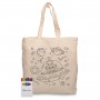 Toiletry Bags - Squiggle Calico bag + Crayon set