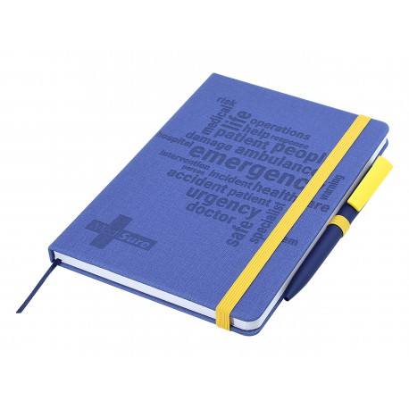 Promotional Journals & Noteboooks - Designa Deboss Linen Notebook A5 Sea