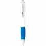 Plastic Promotional Pens - Nash Ballpoint Pen with White Barrel and Coloured Grip