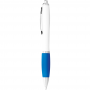 Plastic Promotional Pens - Nash Ballpoint Pen with White Barrel and Coloured Grip