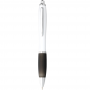 Plastic Promotional Pens - Nash Ballpoint Pen with White Barrel and Coloured Grip