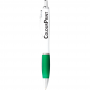 Plastic Promotional Pens - Nash Ballpoint Pen with White Barrel and Coloured Grip