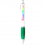 Plastic Promotional Pens - Nash Ballpoint Pen with White Barrel and Coloured Grip