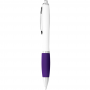 Plastic Promotional Pens - Nash Ballpoint Pen with White Barrel and Coloured Grip