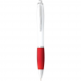 Plastic Promotional Pens - Nash Ballpoint Pen with White Barrel and Coloured Grip