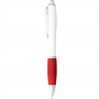 Plastic Promotional Pens - Nash Ballpoint Pen with White Barrel and Coloured Grip