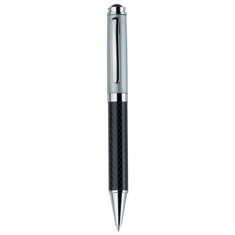 Silver Top Carbon Fibre Ballpoint Pen