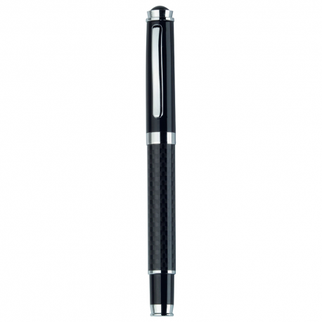 Metal Promotional Pens - Lid-top Carbon Fibre Rollerball Pen