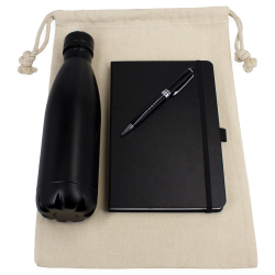 Duffle Bags & Sacks - Gift Set - Cotton Drawstring Bag, Insulated Bottle, Journal & Pen