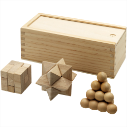 Executive Games - Brainiac 3-piece wooden brain teaser set