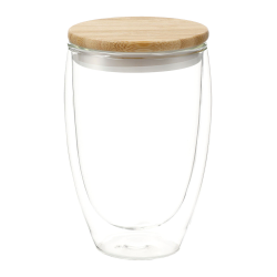 Drink Bottles - Glass - Easton Glass Cup with Bamboo lid 355ml