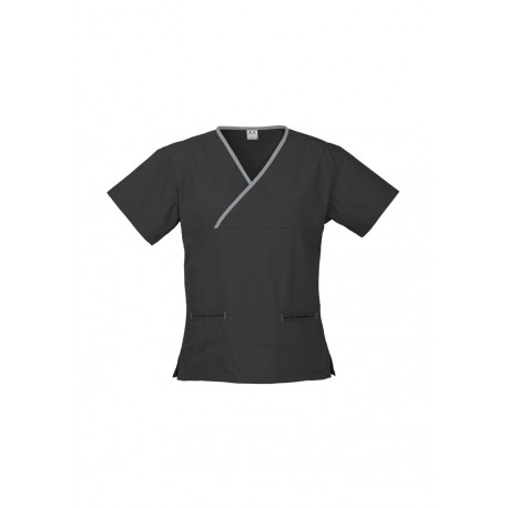 Hospitality - Ladies Contrast Crossover Scrubs Top