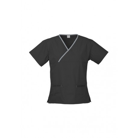 Ladies Contrast Crossover Scrubs Top