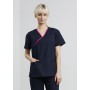 Ladies Contrast Crossover Scrubs Top