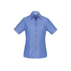 Ladies Corporate Shirts - Ladies Wrinkle Free Chambray Short Sleeve Shirt