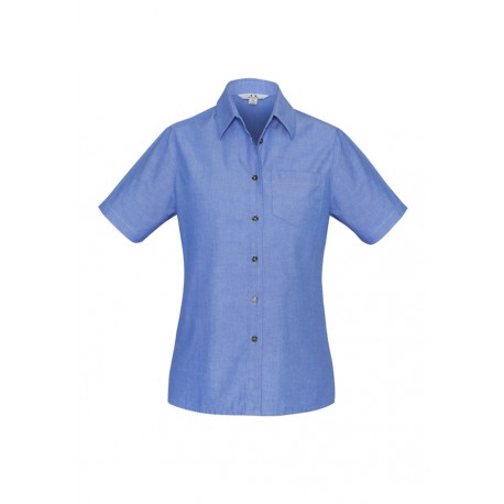 Ladies Corporate Shirts - Ladies Wrinkle Free Chambray Short Sleeve Shirt