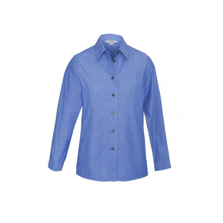 Ladies Corporate Shirts - Ladies Wrinkle Free Chambray Long Sleeve Shirt
