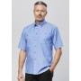 Men's Corporate Shirts - Mens Wrinkle Free Chambray Short Sleeve Shirt