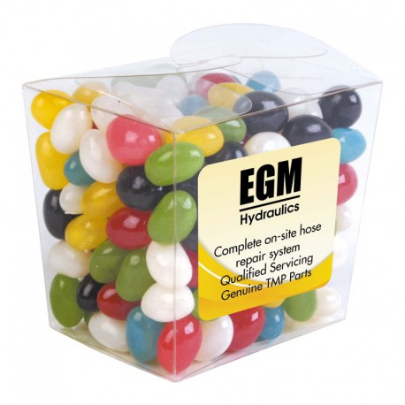 Promotional Jelly Beans - Assorted Colour Mini Jelly Beans in Clear Mini Noodle Box