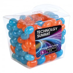 Promotional Jelly Beans - Corporate Colour Mini Jelly Beans in Clear Mini Noodle Box