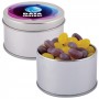 Promotional Jelly Beans - Corporate Colour Mini Jelly Beans in Silver Round Tin