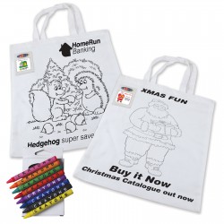 Tote & Calico Bags - Colouring Short Handle Cotton Bag & Crayons