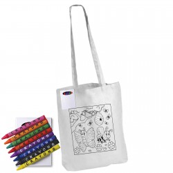 Tote & Calico Bags - Colouring Long Handle Cotton Bag & Crayons